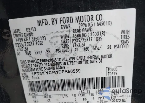 2013 Ford F-150 Xl z USA, uszkodzony, nr VIN 1FTMF1CM1DFB50559
